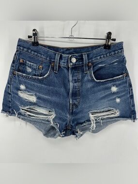 Levi’s 501 Distressed High Waisted Denim Short